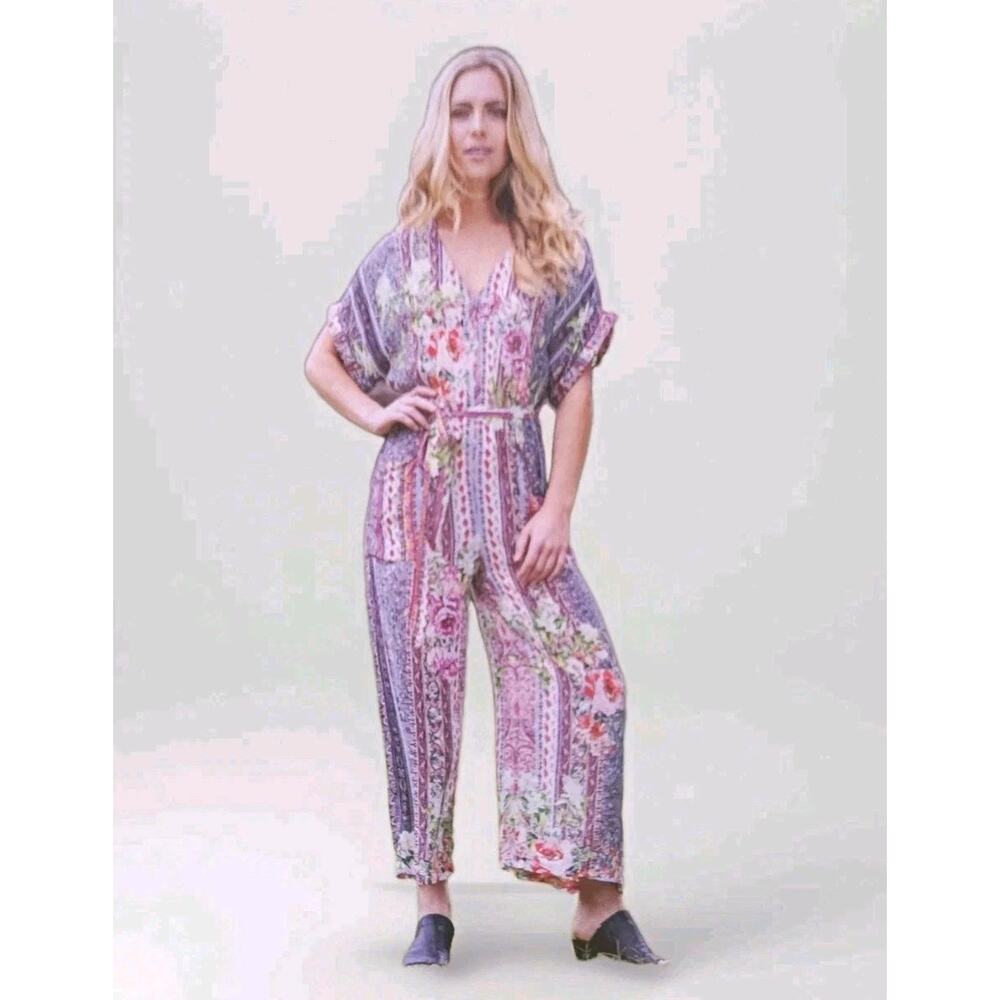 Cienna Camillia Silk-Blend Maxi Jumpsuit Floral size small